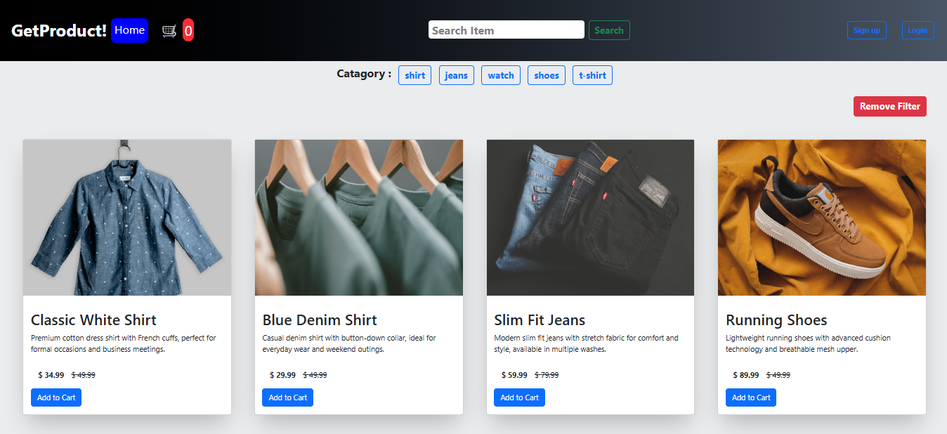 E-commerce website product listing page